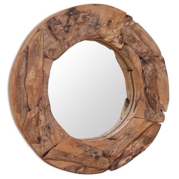 vidaXL Prydnadsspegel teak 60 cm rund Brun