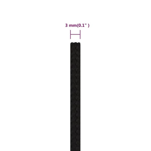 vidaXL Rep svart 3 mm 250 m polyester Svart