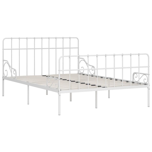 vidaXL Sängram med ribbotten vit metall 140x200 cm Vit