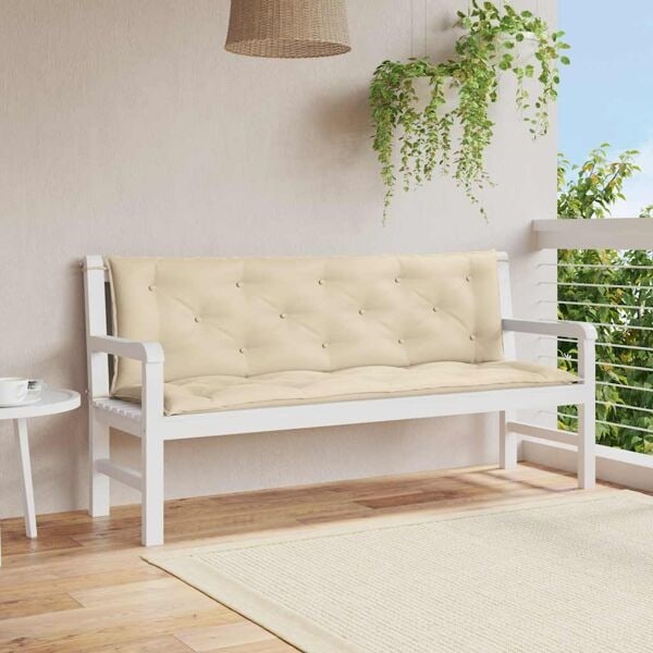 vidaXL Bänkdyna för trädgården beige 150x(50+50)x7 cm oxfordtyg Beige