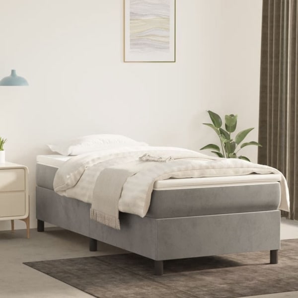 vidaXL Sängram utan madrass ljusgrå 80x200 cm sammet Grå