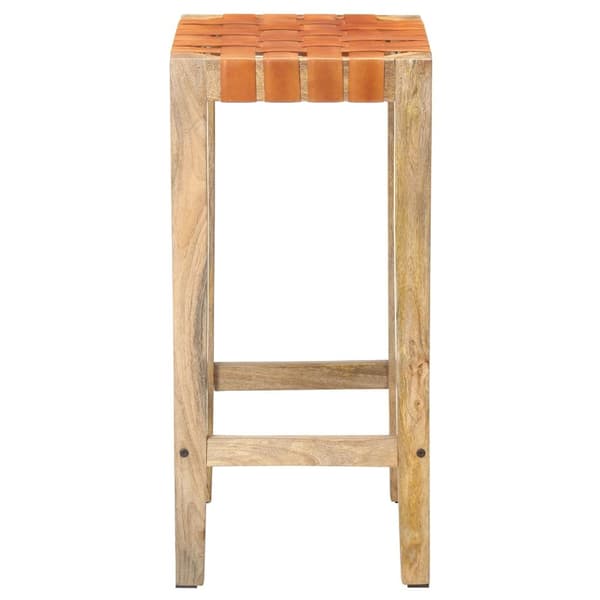 vidaXL Barstolar 2 st brun äkta läder 75 cm Brun