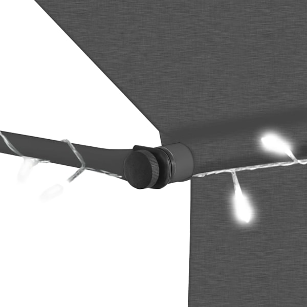 vidaXL Markis manuellt infällbar med LED 250 cm antracit Antracit