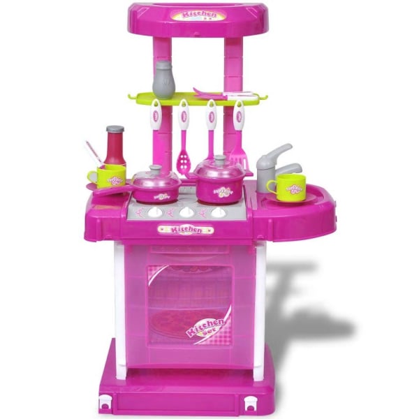 vidaXL Leksakskök för barn med ljus- och ljudeffekter rosa Rosa