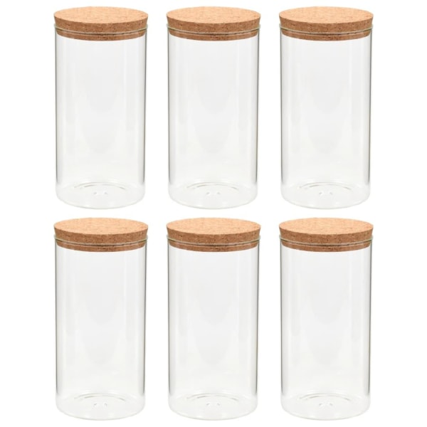 vidaXL Förvaringsburkar i glas med korklock 6 st 1400 ml Transparent