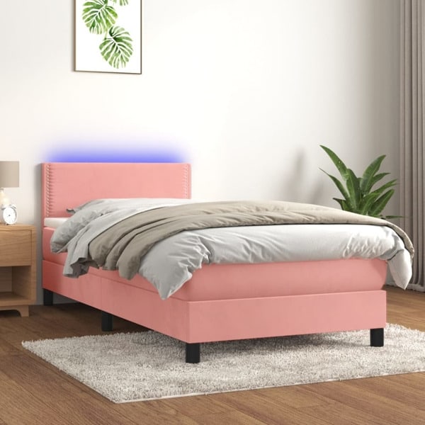 vidaXL Ramsäng med madrass rosa & LED 80x200 cm sammet Rosa