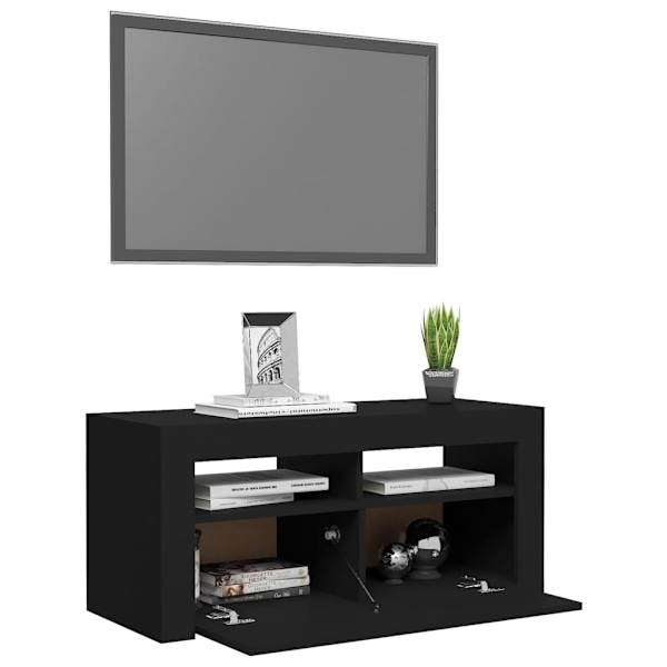 vidaXL TV-bänk med LED-belysning svart 90x35x40 cm Svart