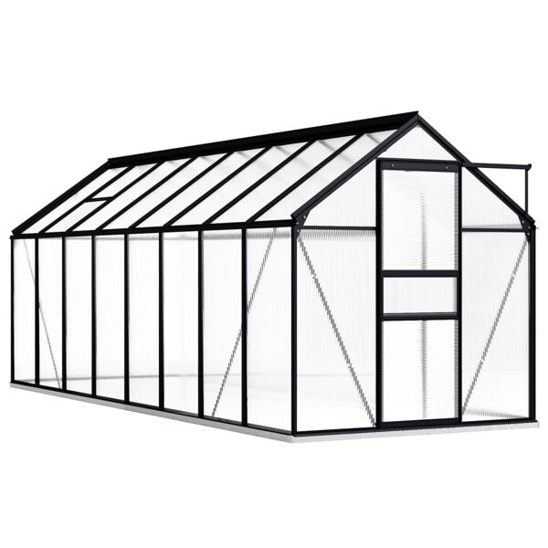 vidaXL Växthus med basram antracit aluminium 9,31 m² Antracit