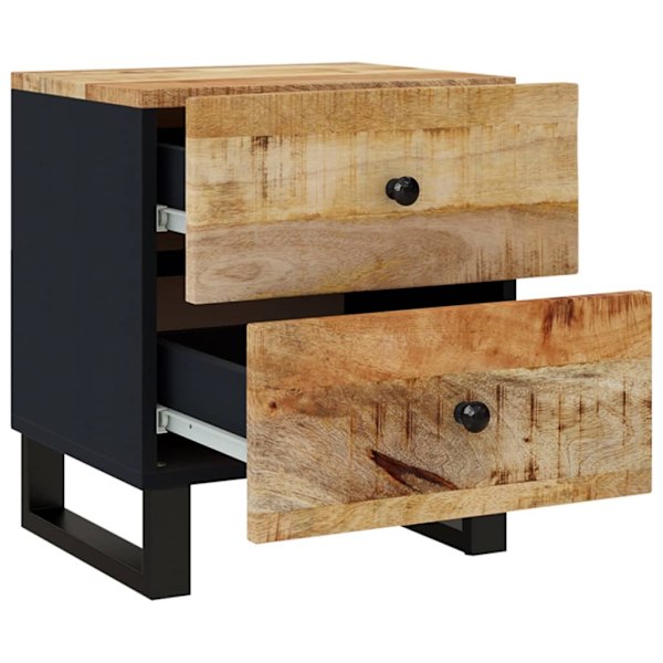 vidaXL Nattduksbord 2 st 40x33x46 cm massivt mangoträ Svart