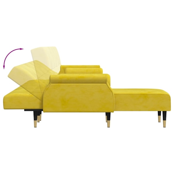 vidaXL L-formad bäddsoffa gul 271x140x70 cm sammet Gul