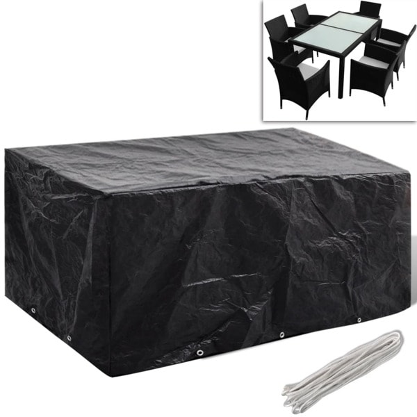 vidaXL Överdrag för Poly Rattan Set 6 personer 240 x 140cm Svart