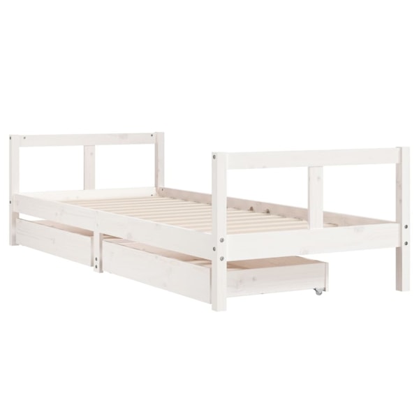 vidaXL Sängram för barnsäng m. lådor vit 80x200 cm massiv furu Vit