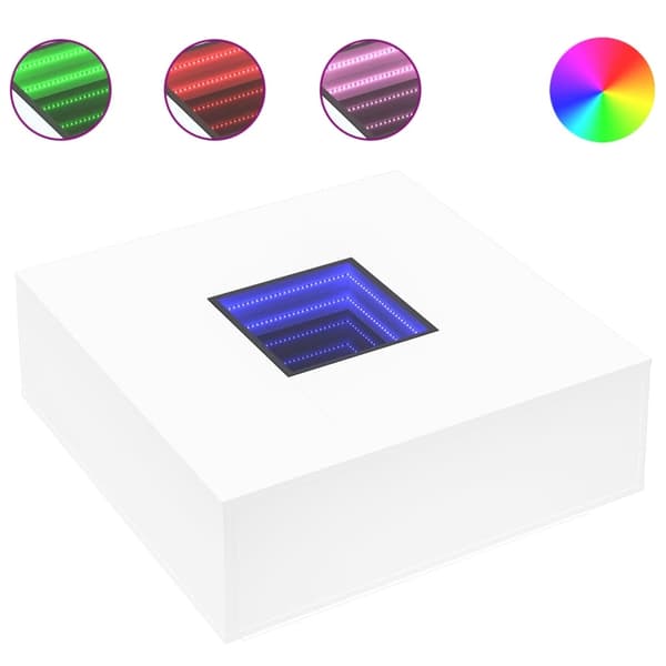 vidaXL Soffbord med Infinity LEDs vit 100x100x40 cm Vit