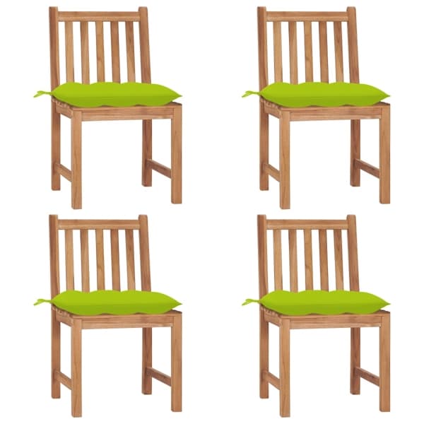 vidaXL Trädgårdsstolar 4 st med dynor massiv teak Grön