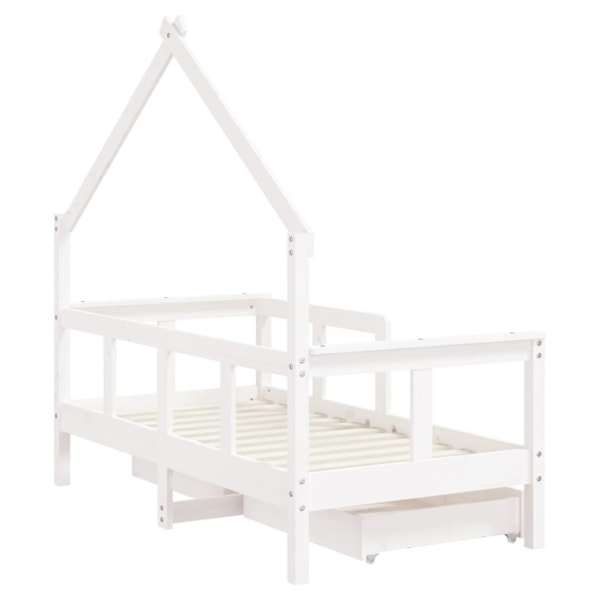 vidaXL Sängram för barnsäng m. lådor vit 70x140 cm massiv furu Vit