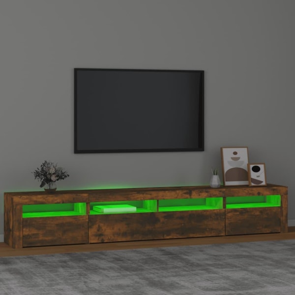 vidaXL Tv-bänk med LED-belysning rökfärgad ek 240x35x40 cm Brun