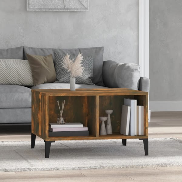 vidaXL Soffbord rökfärgad ek 60x50x36,5 cm konstruerat trä Brun