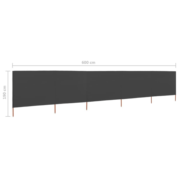 vidaXL Vindskydd 5 paneler tyg 600x160 cm antracit Antracit