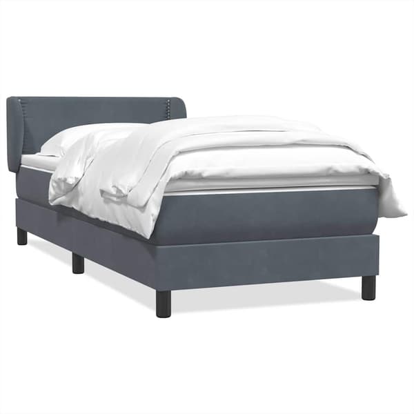vidaXL Resårsäng med madrass mörkgrå 90x220 cm sammet Grå