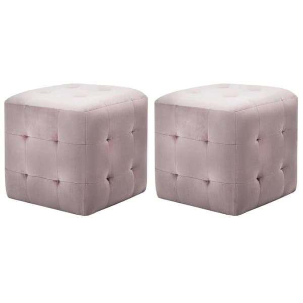 vidaXL Sittpuff 2 st rosa 30x30x30 cm sammetstyg Rosa