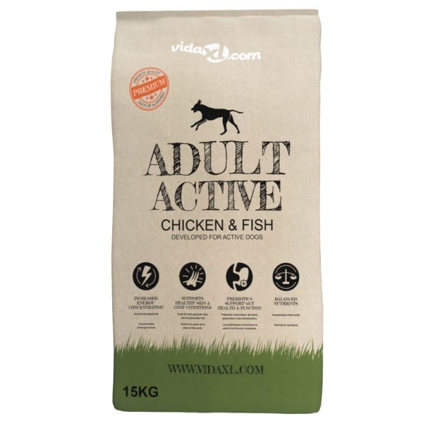 vidaXL Premium hundmat torr Adult Active Chicken & Fish 2 st 30
