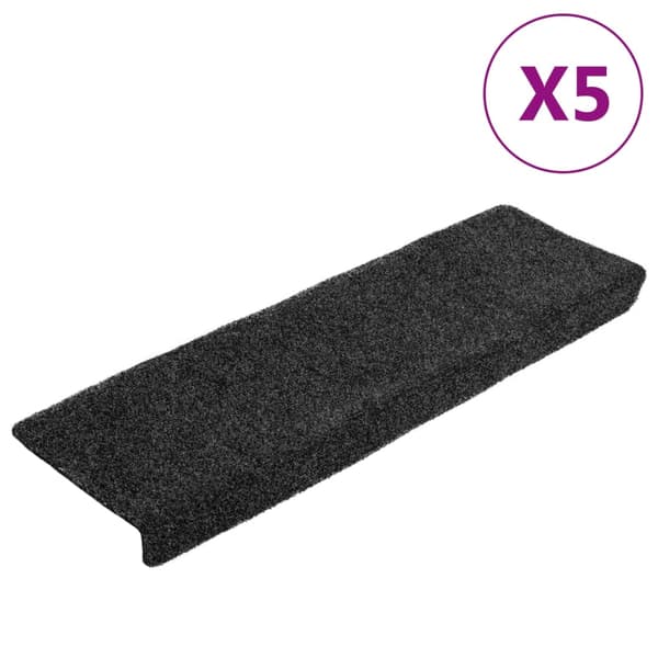 vidaXL Trappmattor självhäftande 5 st 65x21x4 cm mörkgrå rektangulär kant grå