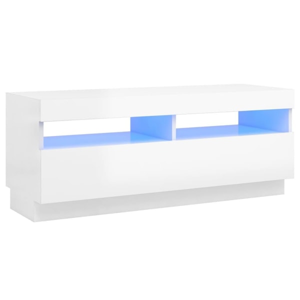 vidaXL TV-bänk med LED-belysning vit högglans 100x35x40 cm Vit