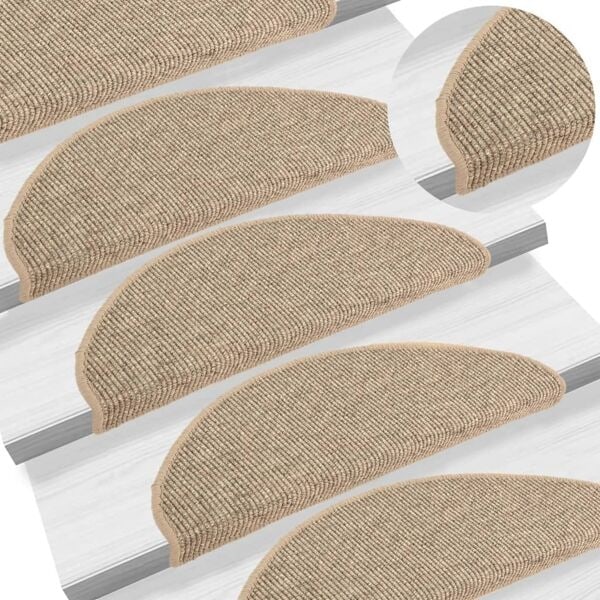 vidaXL Trappstegsmattor självhäftande 15 st mörk beige 65x21x4 cm Beige