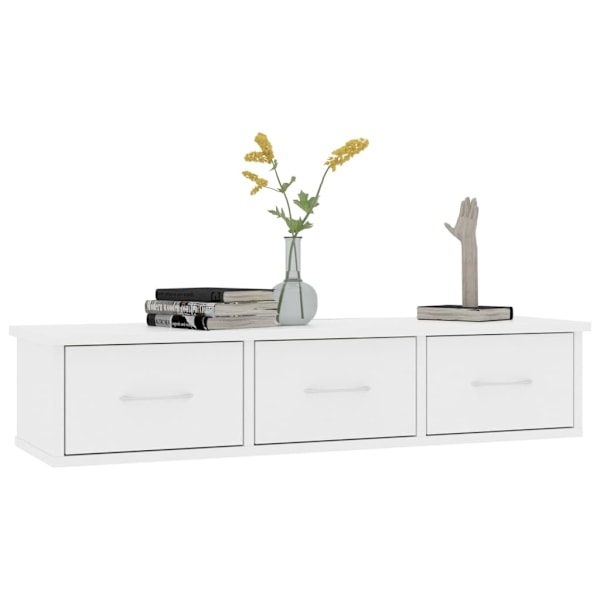 vidaXL Väggmonterade lådor vit 88x26x18,5 cm konstruerat trä Vit