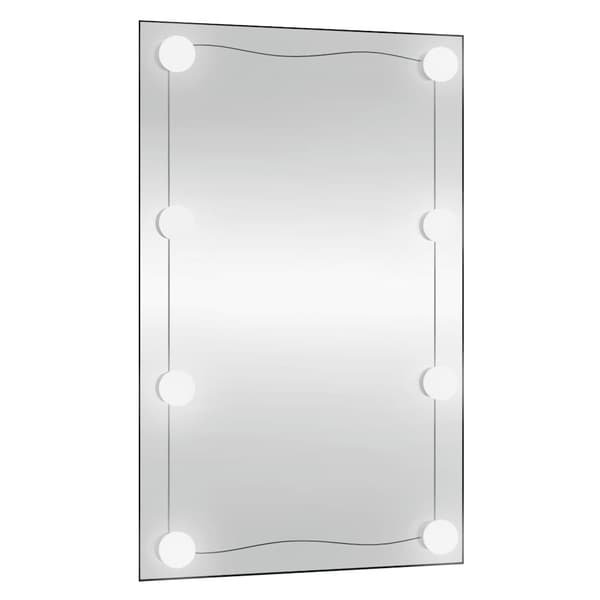 vidaXL Väggspegel med LED-belysning 50x80 cm glas rektangulär Silver