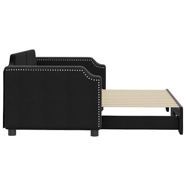 vidaXL Dagbädd utdragbar svart 90x200 cm tyg Svart