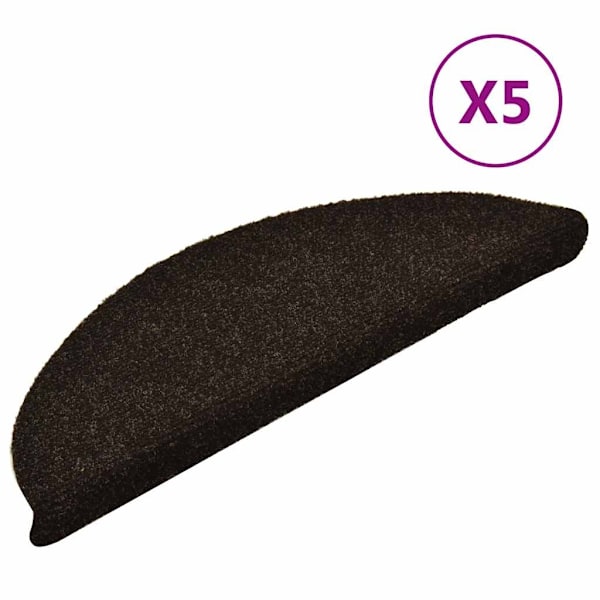 vidaXL Trappstegsmattor självhäftande 5 st mörkbrun 56x17x3 cm brodyr Brun