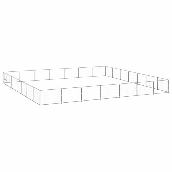 vidaXL Hundgård silver 49 m² stål Silver