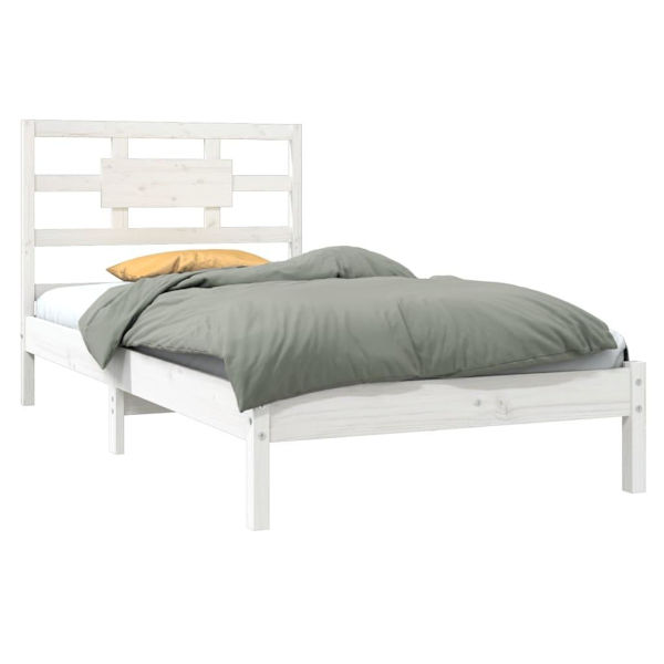 vidaXL Sängram vit massivt trä 90x190 cm Vit