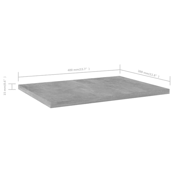 vidaXL Hyllplan 4 st betonggrå 40x30x1,5 cm konstruerat trä grå
