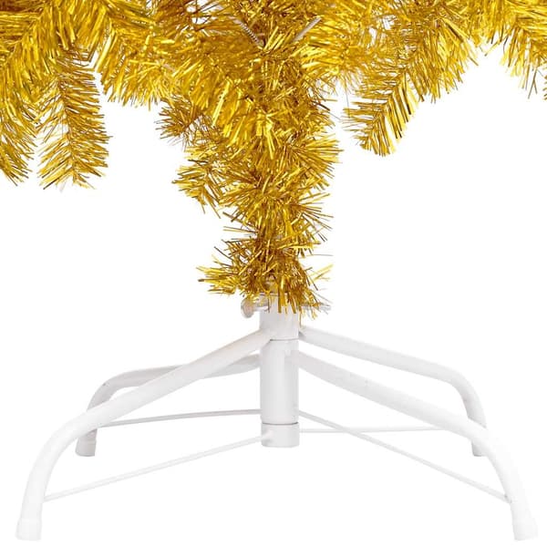 vidaXL Belyst plastgran med kulor guld 120 cm PET Guld