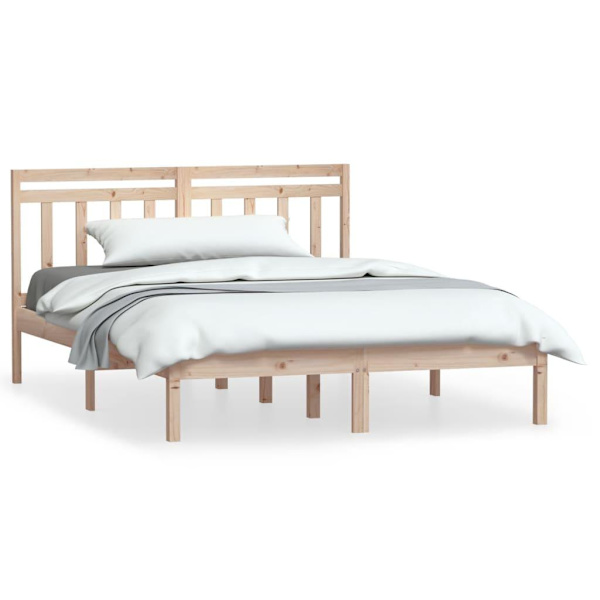 vidaXL Sängram massiv furu 120x190 cm Brun