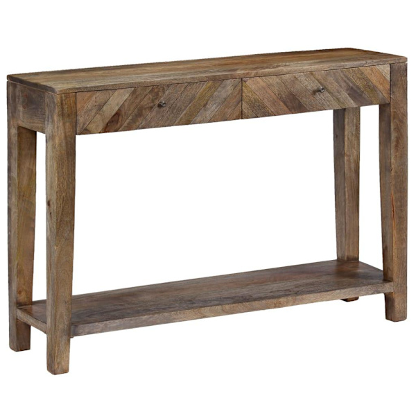 vidaXL Konsolbord massivt mangoträ 118x30x80 cm Brun