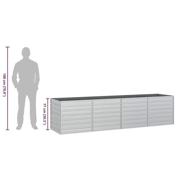 vidaXL Odlingslåda upphöjd galvaniserat stål 320x80x77 cm silver Silver