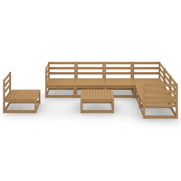 vidaXL Loungegrupp 8 delar honungbrun massiv furu Brun