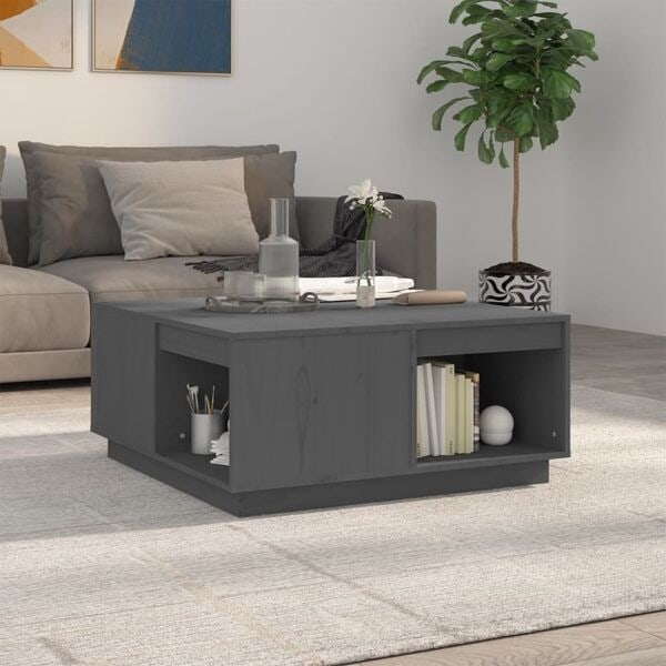 vidaXL Soffbord grå 80x81x36,5 cm massivt furu Grå