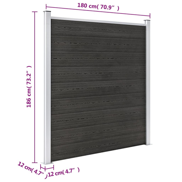 vidaXL Staketpanel WPC 180x186 cm grå grå