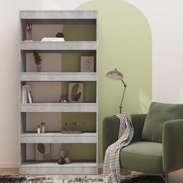 vidaXL Bokhylla/Rumsavdelare betonggrå 80x30x166 cm konstruerat trä Grå