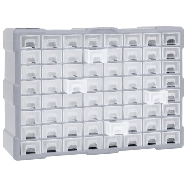 vidaXL Sortimentskåp med 64 lådor 52x16x37,5 cm grå