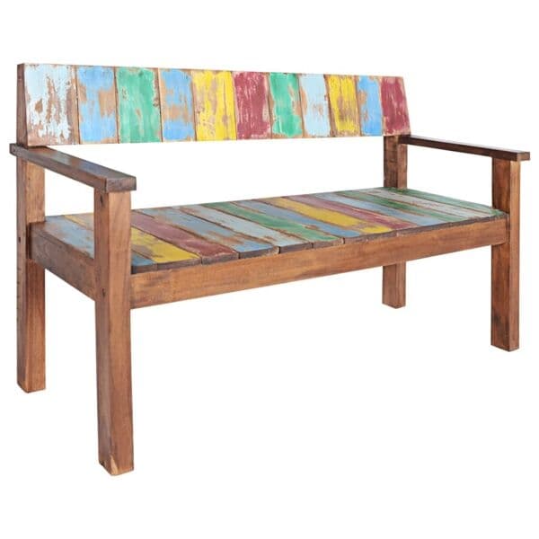 vidaXL Bänk 115 cm massivt återvunnet trä multifärg
