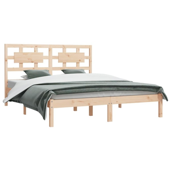 vidaXL Sängram massiv furu 180x200 cm Brun