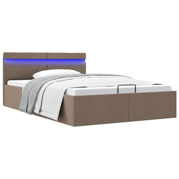 vidaXL Sängram hydraulisk förvaring utan madrass taupe 140x200 cm Taupe