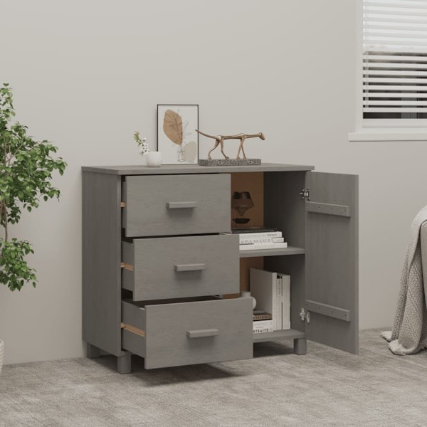 vidaXL Skänk HAMAR ljusgrå 90x40x80 cm massiv furu grå