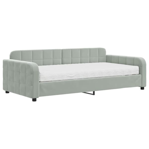 vidaXL Dagbädd med madrass ljusgrå 100x200 cm sammet Grå