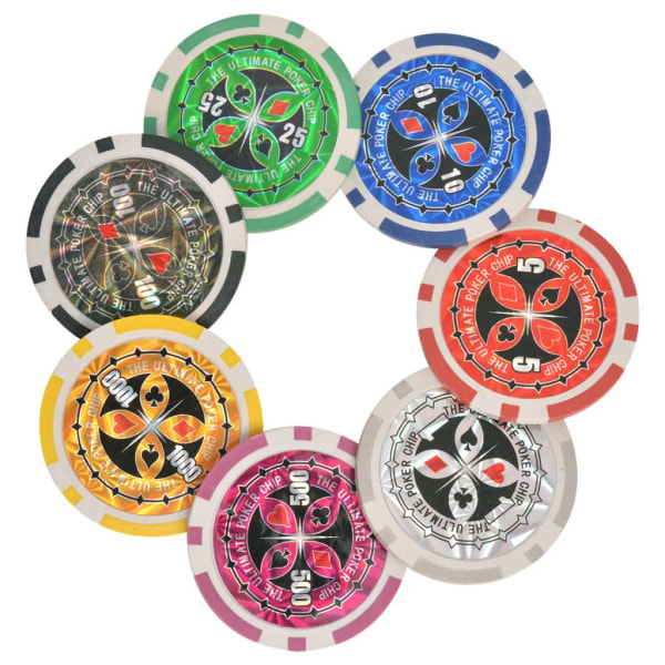 vidaXL Kombinerat poker-/Blackjack-set med 600 lasermarker alumi multifärg